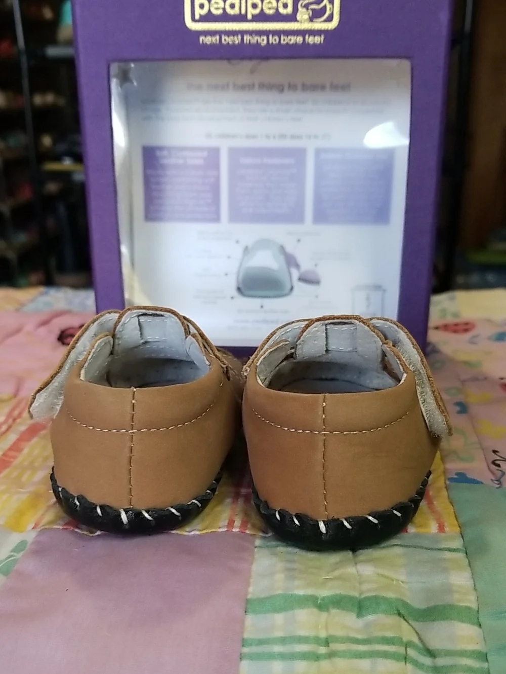 pediped Tan Baby/Toddler Sandals with Hook-and-Loop Straps 0-6 Month Harvey NIB